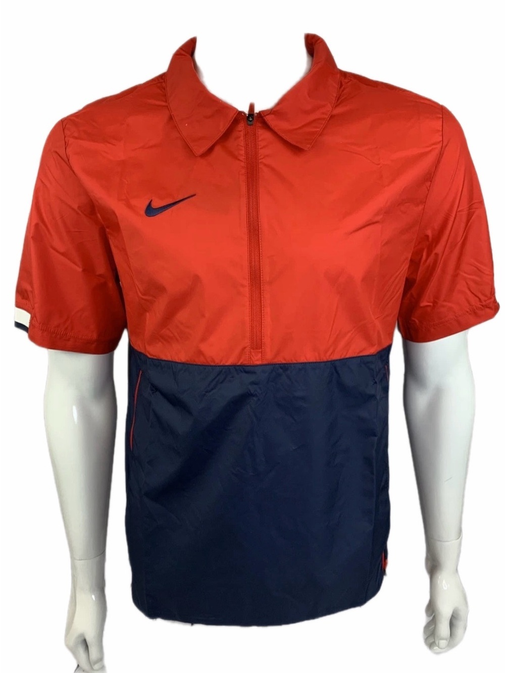 Nike Pullover Orange and Navy Short-Sleeve Half-Zip